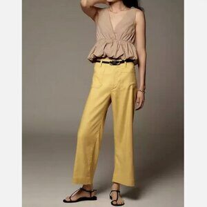 Anthropologie Maeve 28T NWT The Colette Cropped Linen Wide-Leg Pants Yellow 28 T